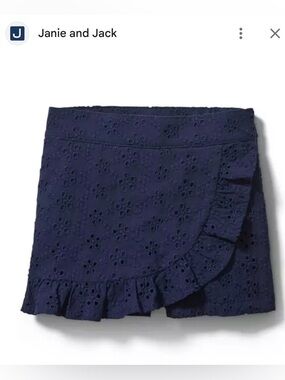 Janie and Jack Navy Eyelet Ruffle Wrap Mini Skort size 10 NWOT